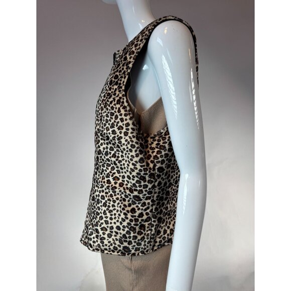Leopard Print Polyester Reversible Vest With Front Zipper By I.N. Studio M - Picture 12 of 16